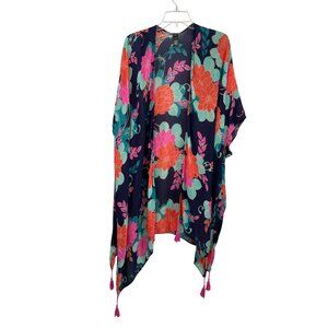 Mixit Floral Swim Cover Up One Size Kimono Tassel Beach Used